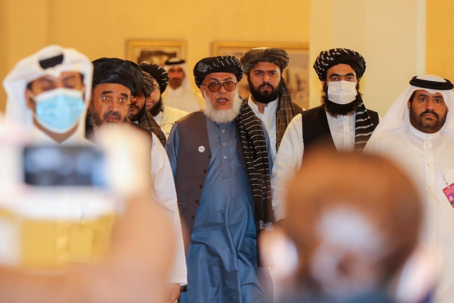 Taliban negotiator Mohammad Abbas Stanekzai arrives for intra-Afghan talks in Doha, Qatar, 12 September 2020 (Karim Jaafar/AFP via Getty Images)