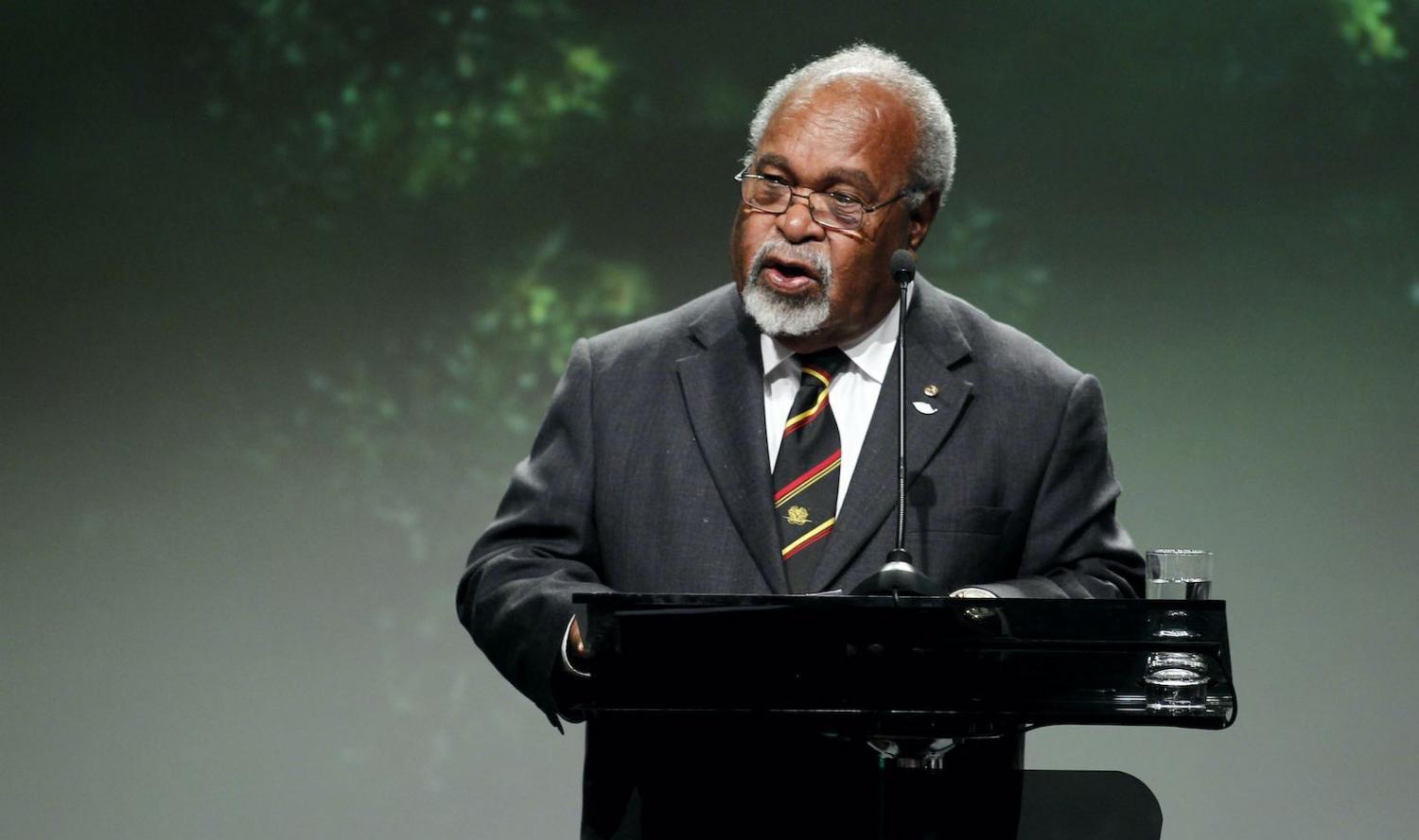 Michael Somare while PNG prime minister in 2010 addresses the Climate and Forest Conference in Oslo (Hakon Mosvold Larsen via Getty Images)