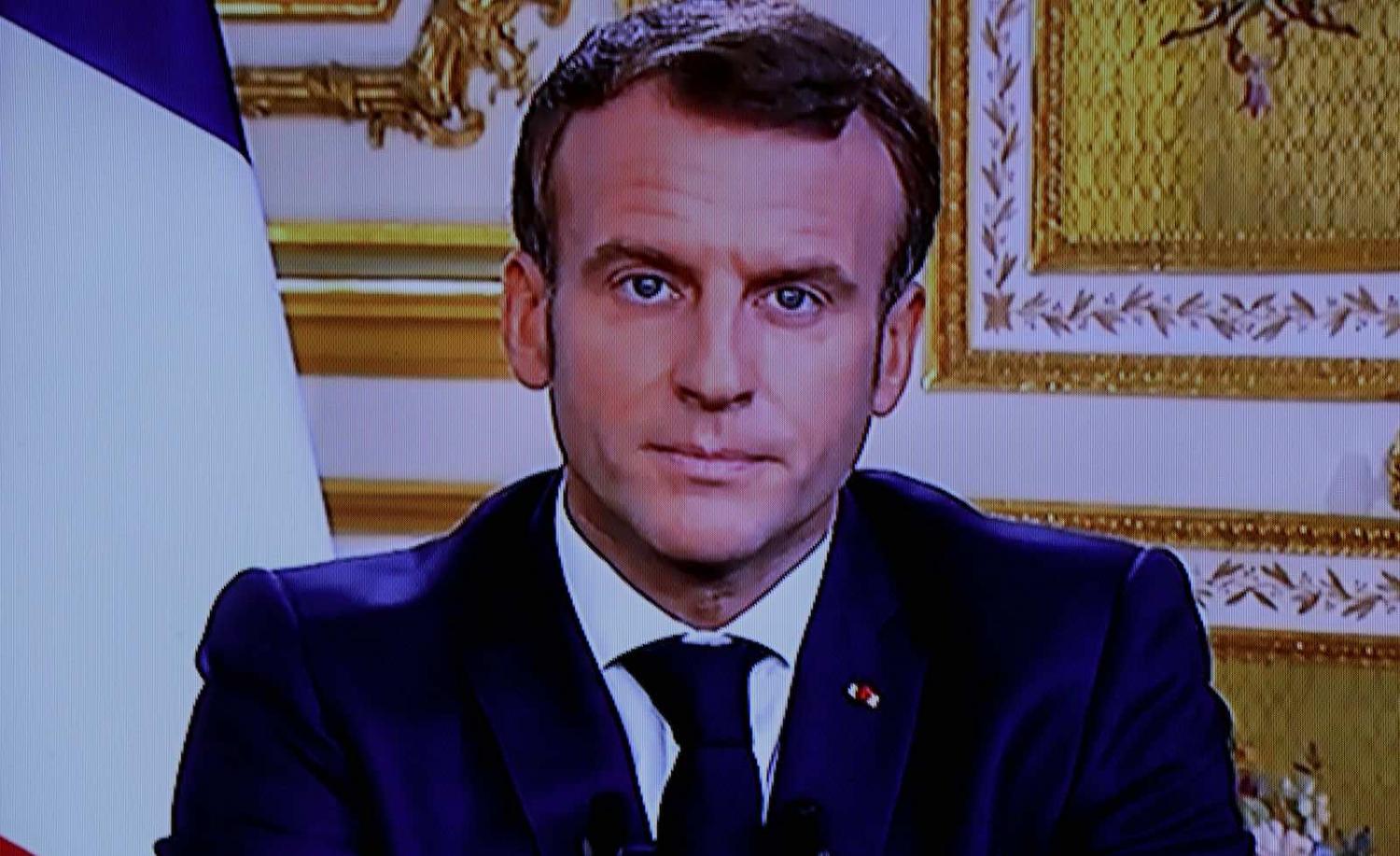 French President Emmanuel Macron in a televised address following the following the results of the October 2020 referendum on independence in New Caledonia (Geoffroy van der Hasselt/AFP via Getty Images)