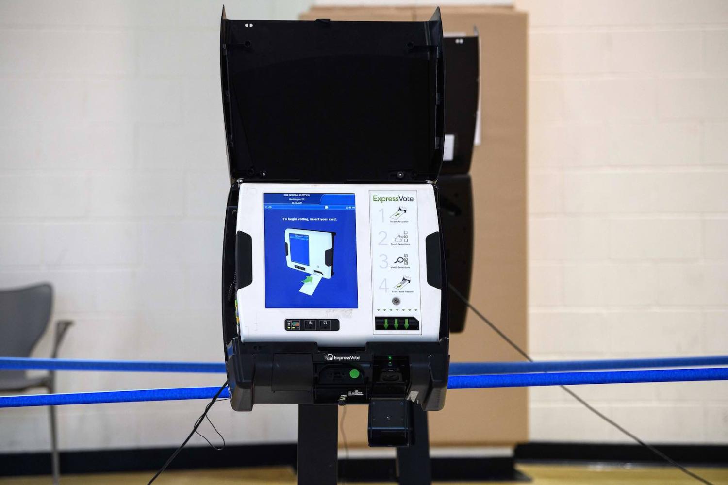 An electronic voting machine at a polling station in Washington, DC during the 2020 US presidential election (Nicholas Kamm/AFP via Getty Images)