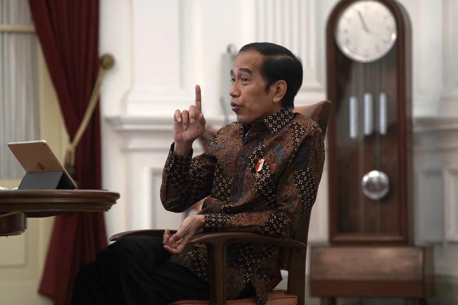Joko Widodo, Indonesia’s president, has “repeatedly and forcefully” raised concerns about AUKUS with Prime Minister Scott Morrison, according to an ABC report (Dimas Ardian/Bloomberg via Getty Images)