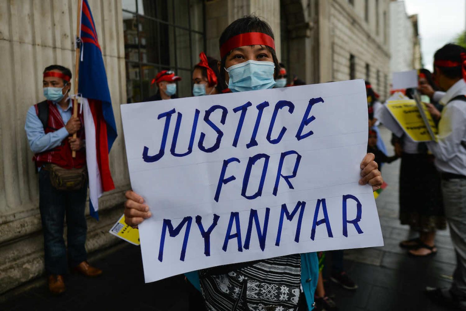 Local Myanmar diaspora and supporters rally in Dublin in support of democracy in Myanmar (Artur Widak/NurPhoto via Getty Images)