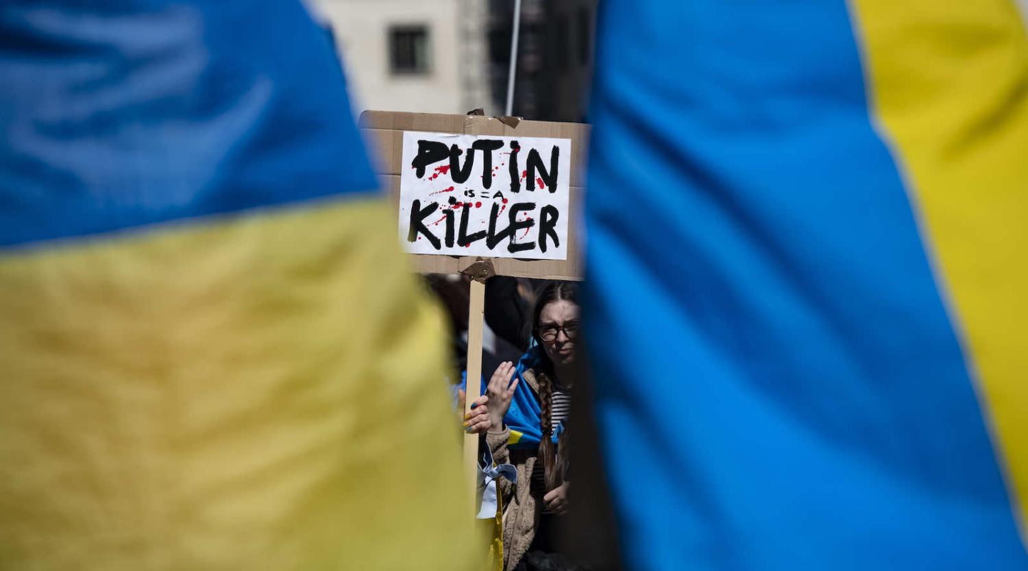 Demonstrators in Berlin rally against Russia’s war in Ukraine (Paul Zinken via Getty Images)