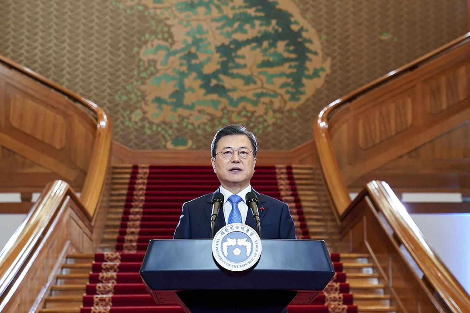 South Korean President Moon Jae-in (South Korean Presidential Blue House via Getty Images)