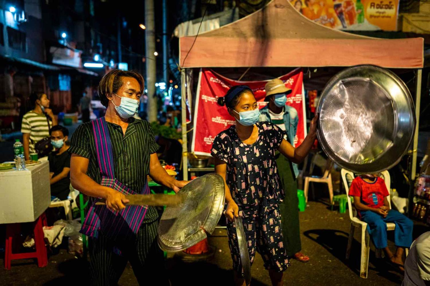 Street protest in Yangon, 4 February (Stringer/Getty Images)