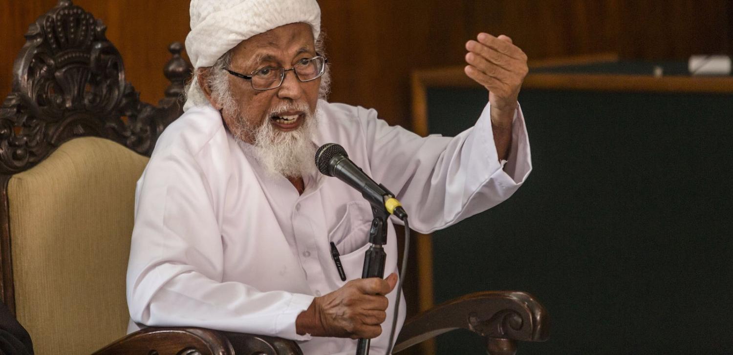 Abu Bakar Ba’asyir challenges his conviction at Cilacap District Court in January 2016 (Photo: Ulet Ifansasti/Getty)