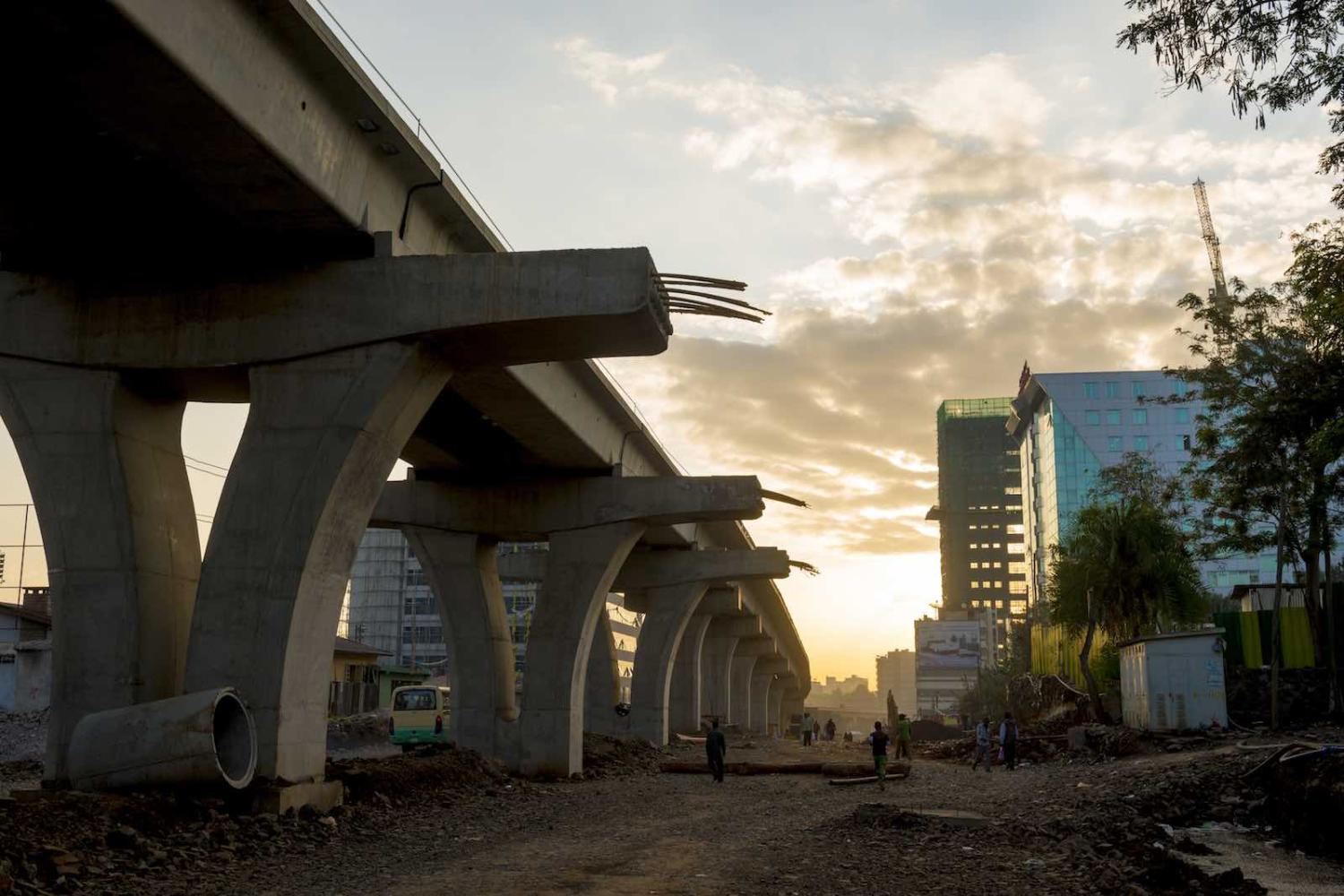 Light rail system under construction in Addis Ababa, Ethiopia, contracted by the China Railway Group Ltd (Photo: Yannick Tylle/Getty Images)
