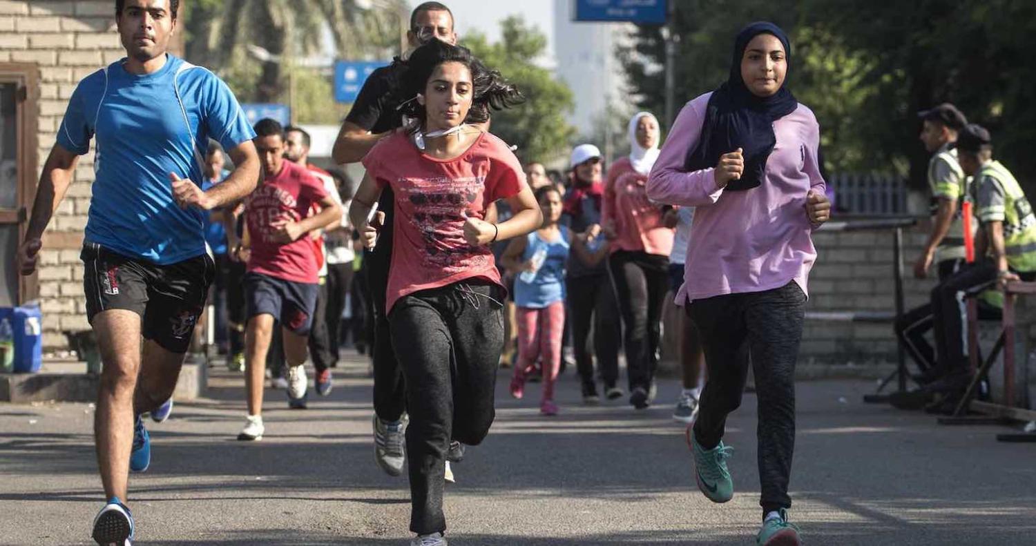 Cairo marathon competitors variously ran with the traffic, against the traffic, and occasionally needed to cross the traffic (Photo: Khaled Desouki via Getty)