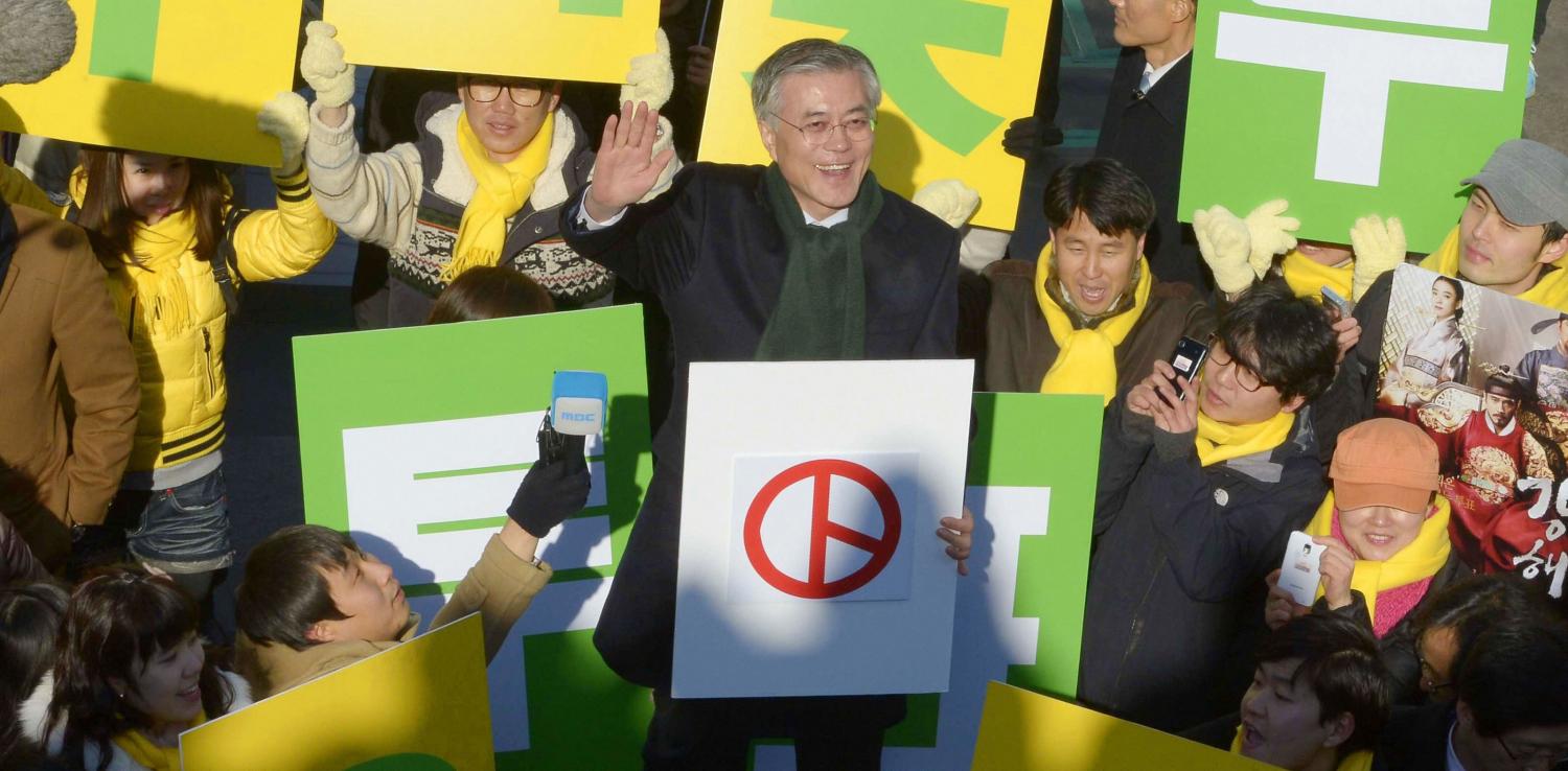 South Korean presidential candidate Moon Jae In during the 2012 campaign (Photo by Kyodo News via Getty Images)