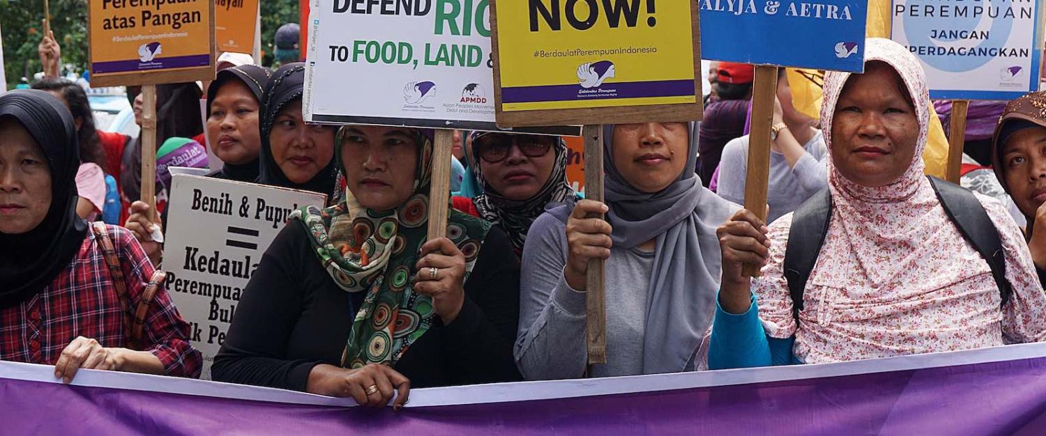 Placards in Jakarta to support International Women's Day in 2017 (Photo: Jefta Images via Getty)