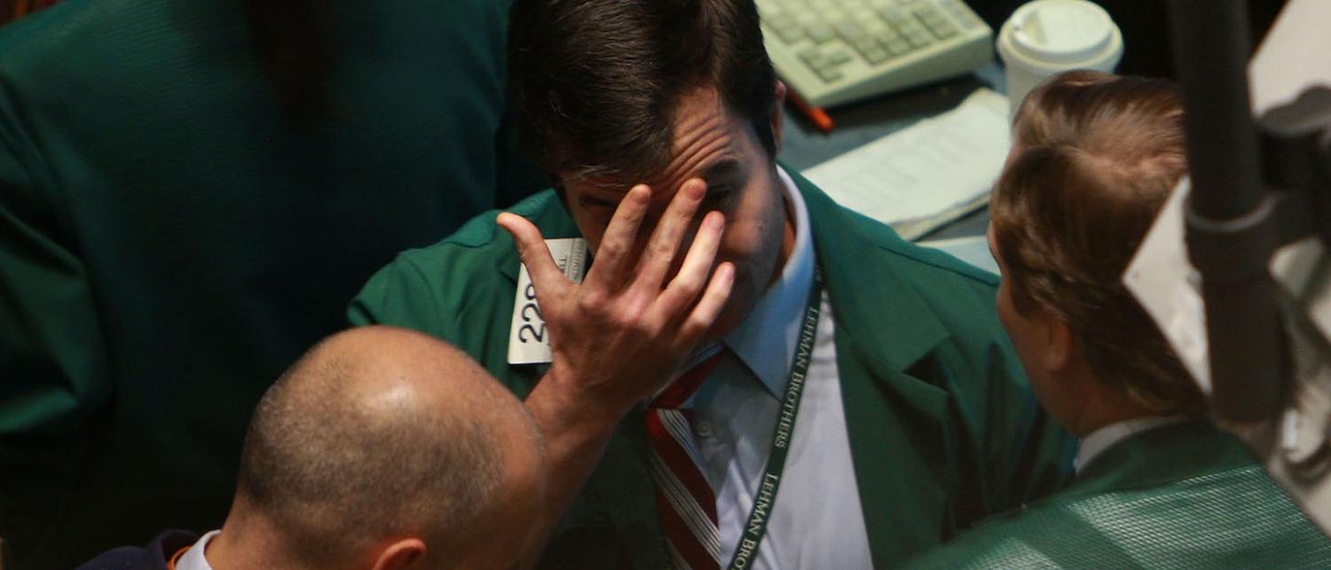 Traders at the New York Stock Exchange, 16 September 2008 (Photo: Spencer Platt/Getty)