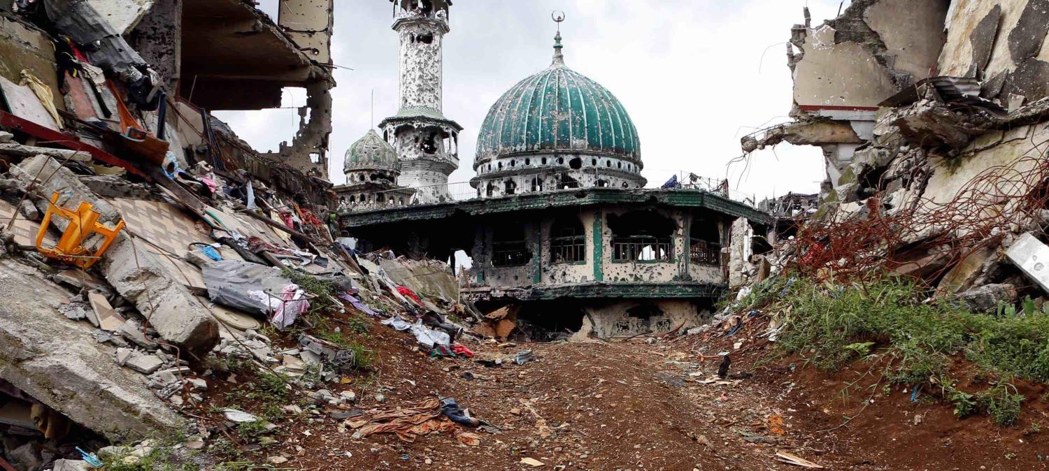 A bullet-riddled mosque following the five-month siege in Marawi (Photo: Jeoffrey Maitem via Getty)