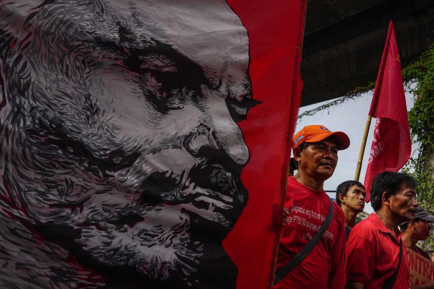 A November 2017 protest in Manila against President Rodrigo Duterte after his withdrawal from peace talks with communist rebels (Jes Aznar/Getty Images)