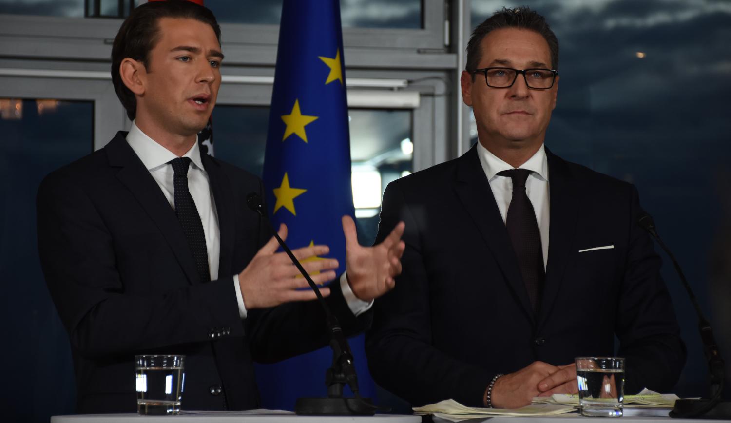 Austria's coalition partners Sebastian Kurz (left) and Heinz-Christian Strache (Photo: Askin Kiyagan/Getty)