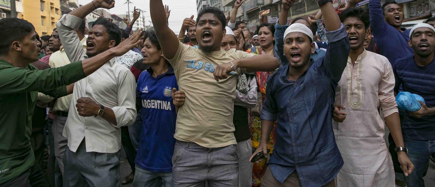 Protests over the sentencing of former Bangladesh prime minister Khaleda Zia in February (Photo: Allison Joyce/Getty)