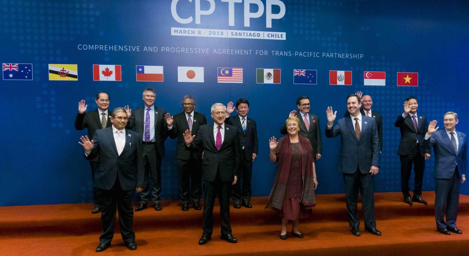Signatories to the Comprehensive and Progressive Partnership for Trans-Pacific Partnership, 8 March (Photo: Sebastián Vivallo Oñate/Getty)