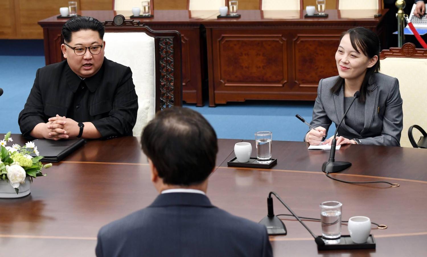 North Korean Leader Kim Jong-un and his sister Kim Yo-jong at the 2018 Inter-Korean Summit atPanmunjom (Getty Images)
