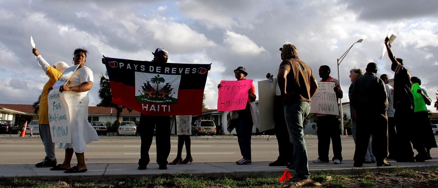 Activists protest US immigration policy for Haitians (Photo: Joe Raedle/Getty Images)