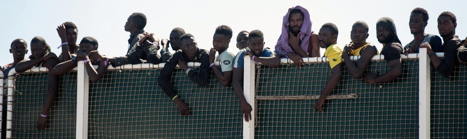 Migrants arriving at the Italian port of Salerno on 29 June (Photo: Ivan Romano/Getty Images)