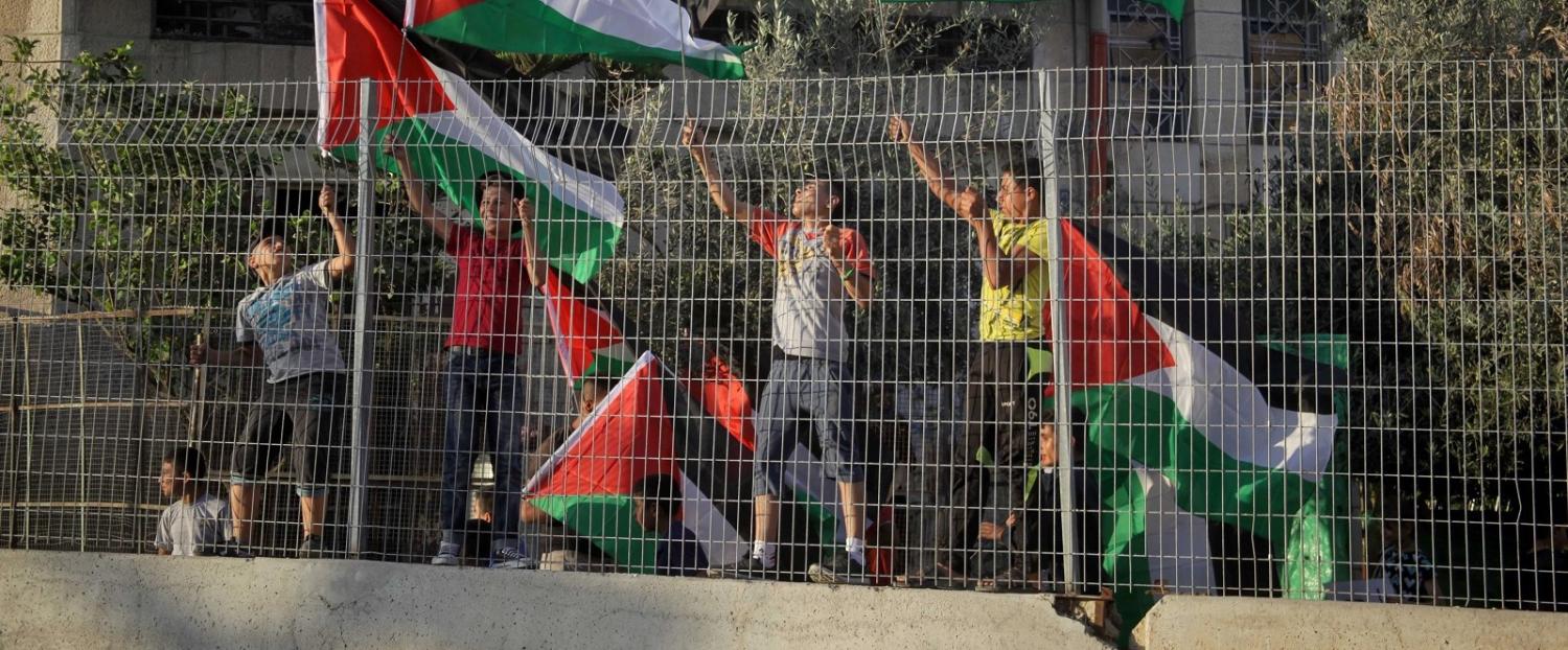 Protest in  Hebron, West Bank on 18 September. (Photo by Mamoun Wazwaz/Getty Images)