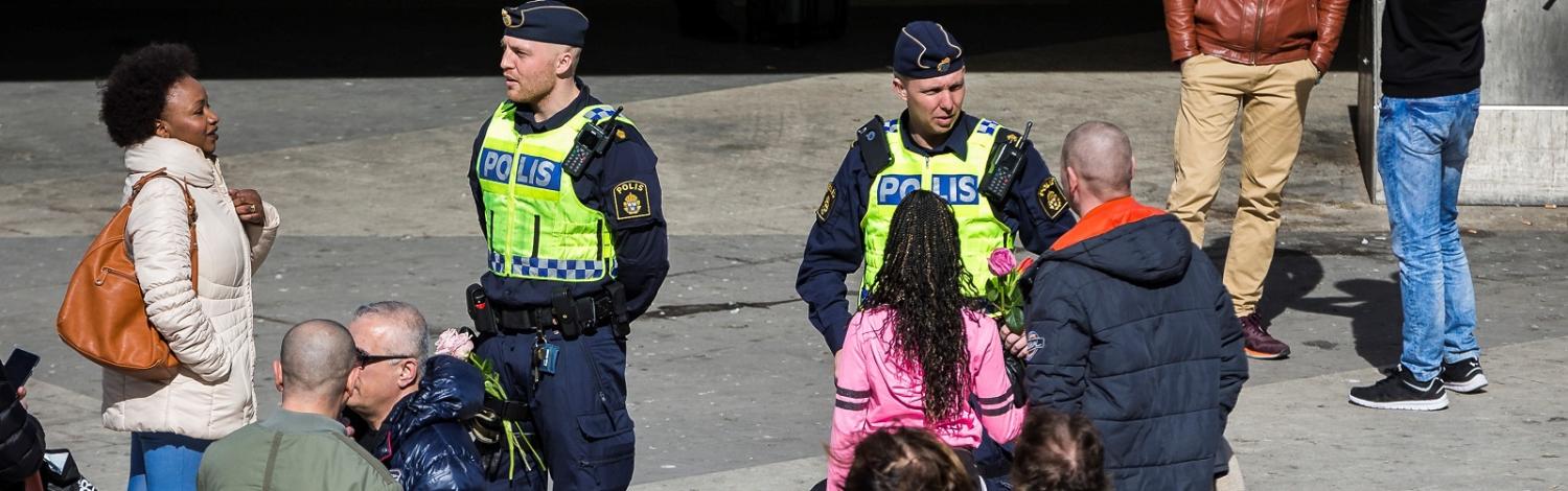 In the days after the attack Swedes have given flowers to police (Photo: Michael Campanella/Getty Images)