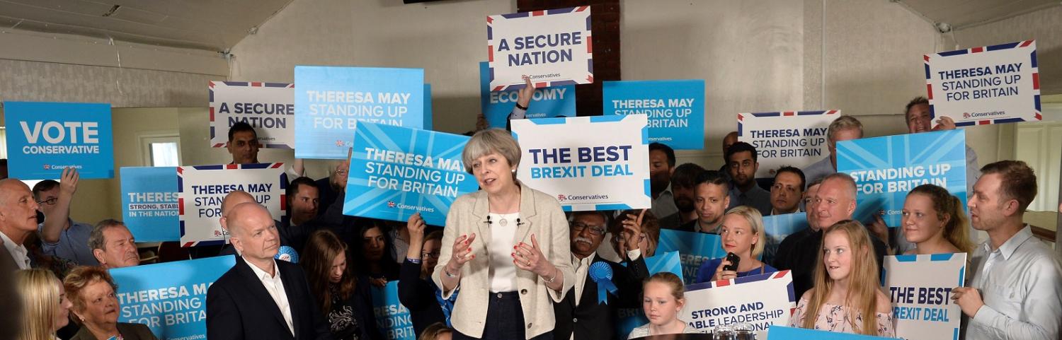 Britain's Prime Minister Theresa May at a campaign event last week. (Photo by Hannah McKay/Getty Images)