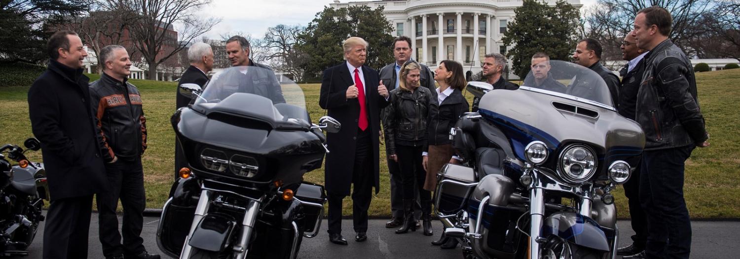 President Trump and Vice President Pence meet with Harley Davidson executives and Union Representatives on 2 Feb 2017 (Photo: Jabin Botsford/Getty Images)