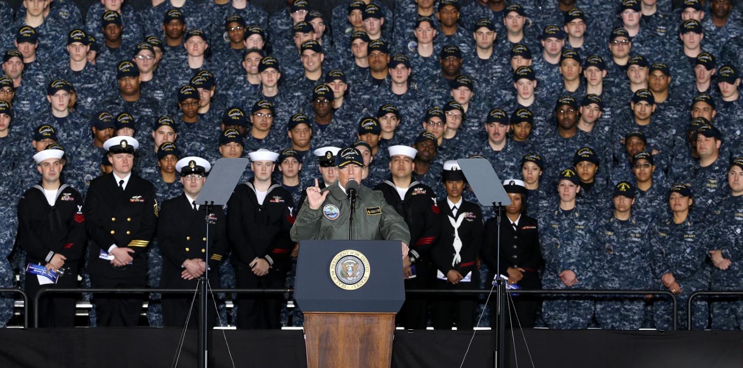 President Trump with sailors from the USS Gerald R Ford (Photo: US Dept of Defense)