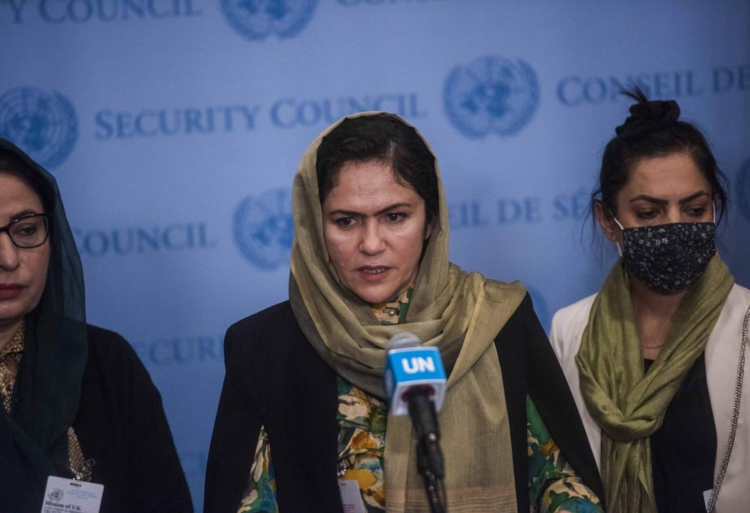 Afghan women leaders speak at the UN: “Give us a seat at the table.” 21 October 2021 (UN Women/ Amanda Voisard/Flickr)