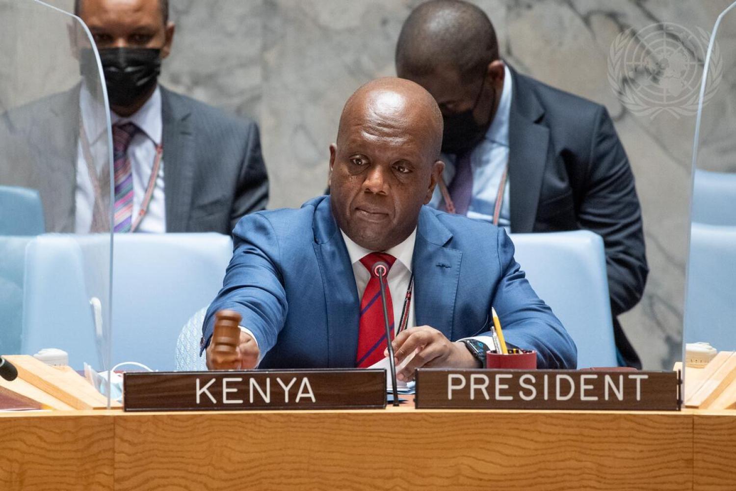 Martin Kimani, Permanent Representative of Kenya to the United Nations, serving as President of the Security Council in October 2021 (Eskinder Debebe/UN Photo)