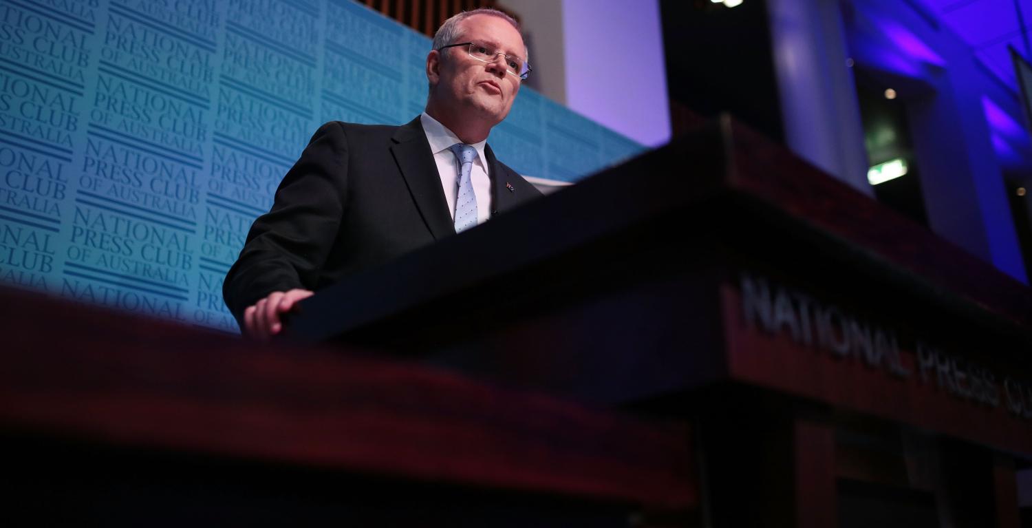 Treasurer Scott Morrison delivers his post-budget address at the National Press Club, May 2017 (Photo: Getty Images/Stefan Postles)