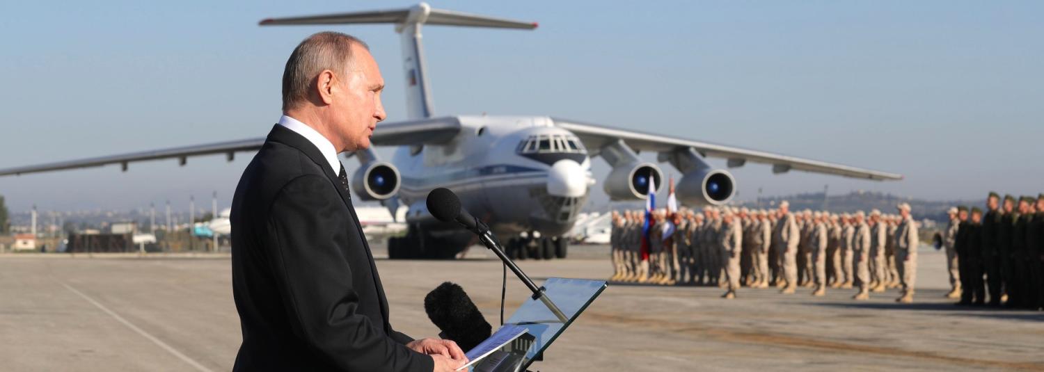 Russia's Vladimir Putin at Khmeimim air base in Syria on Monday (Photo: Kremlin.ru)