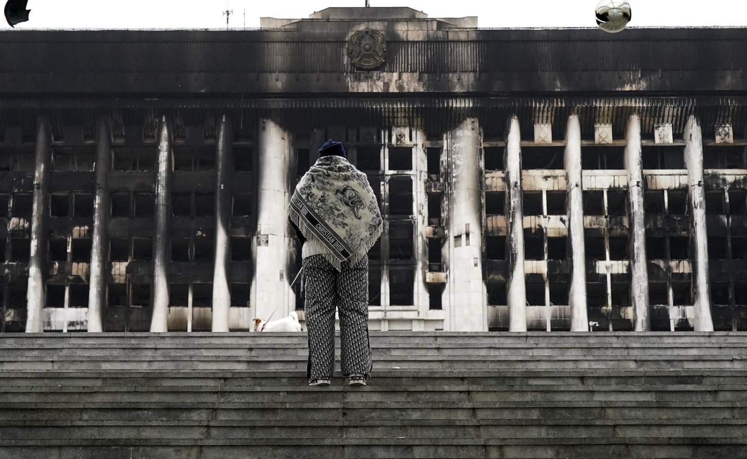 The aftermath of protests in Almaty, Kazakhstan, 11 January 2022 (Pavel Pavlov/Anadolu Agency via Getty Images)