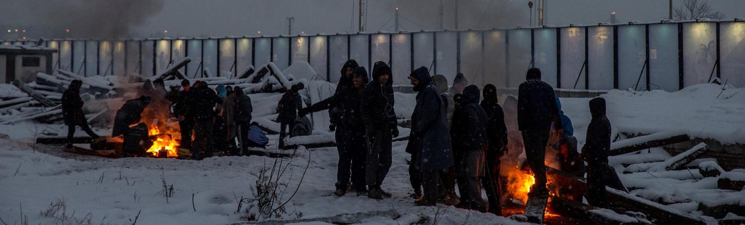 Refugees in freezing Belgrade this week (Photo: Josep Vecino//Getty Images)
