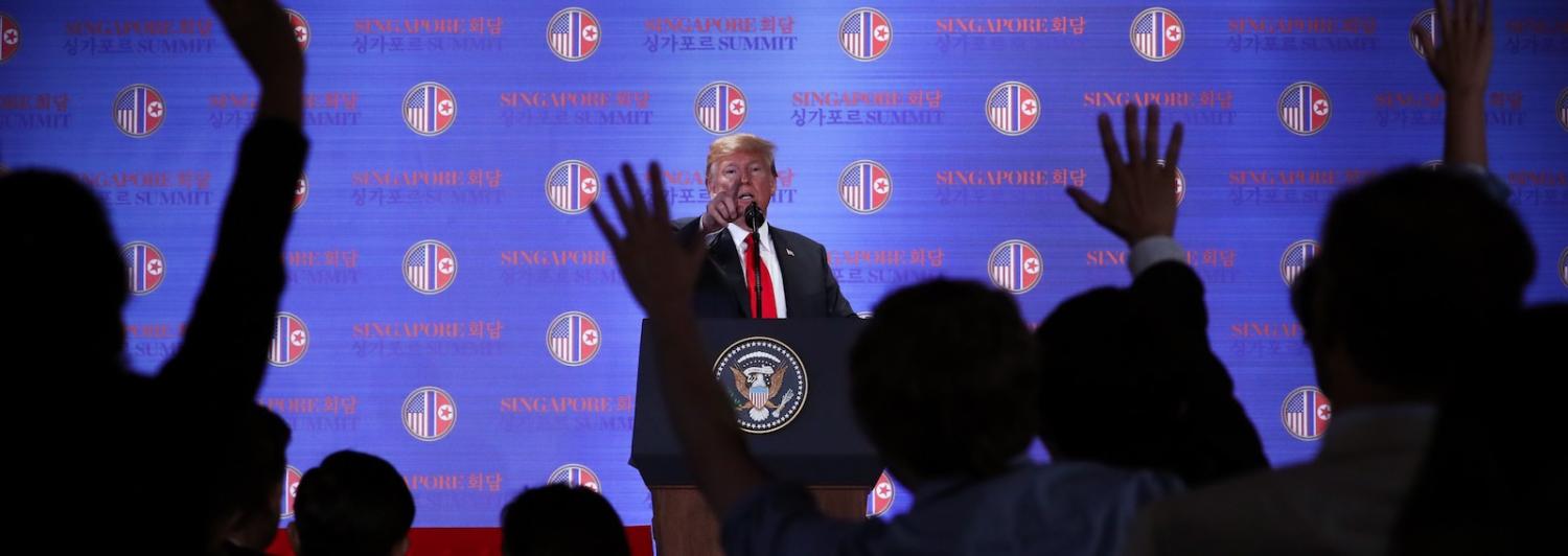 US President Donald Trump speaks to the press after the Singapore summit (Photo: Anadolu Agency/Getty)