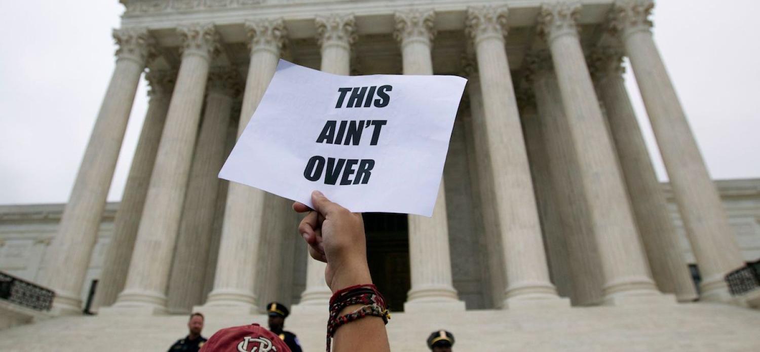 Protest at the US Supreme Court against the appointment of Brett Kavanaugh (Photo: Jose Luis Magana via Getty)