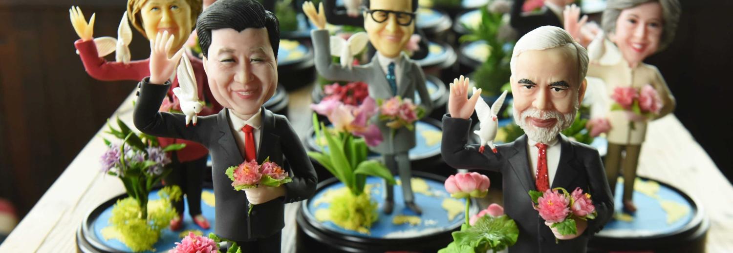 Figurines of Chinese President Xi Jinping and Indian Prime Minister Narendra Modi made by artist Wu Xiaoli for the 2016 G20 Hangzhou Summit. (Photo: Long Wei/Getty Images)