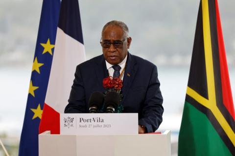 The motion states that Vanuatu's Prime Minister Ishmael Kalsakau acted to sign the treaty with Australia “without the authorisation” (Lovic Marin/AFP via Getty Images)