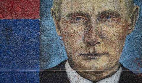 A mural of Russian President Vladimir Putin on 30 March 2022 in Belgrade, Serbia (Pierre Crom/Getty Images)